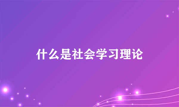 什么是社会学习理论