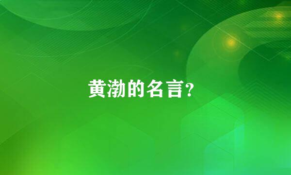 黄渤的名言？