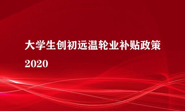 大学生创初远温轮业补贴政策2020