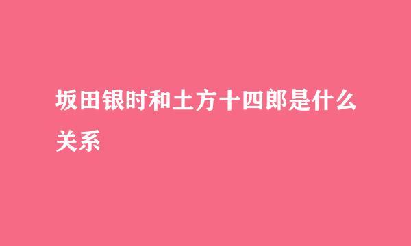 坂田银时和土方十四郎是什么关系