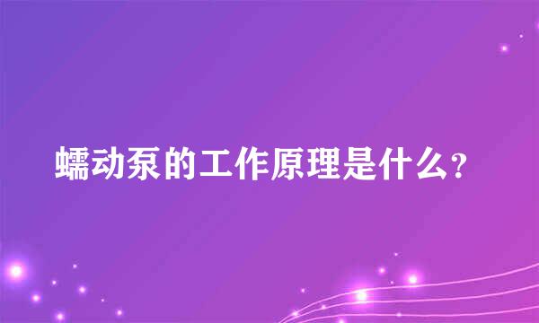 蠕动泵的工作原理是什么？