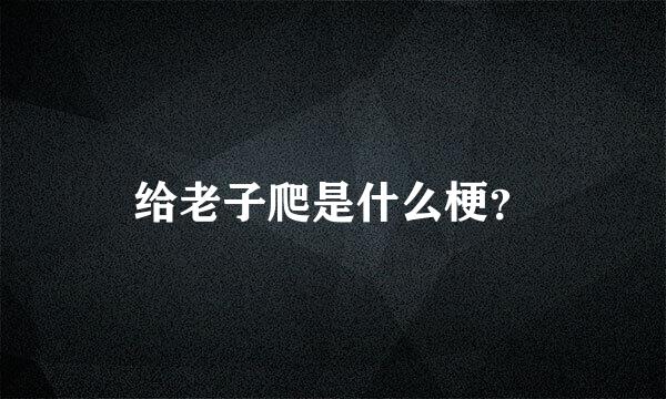 给老子爬是什么梗？