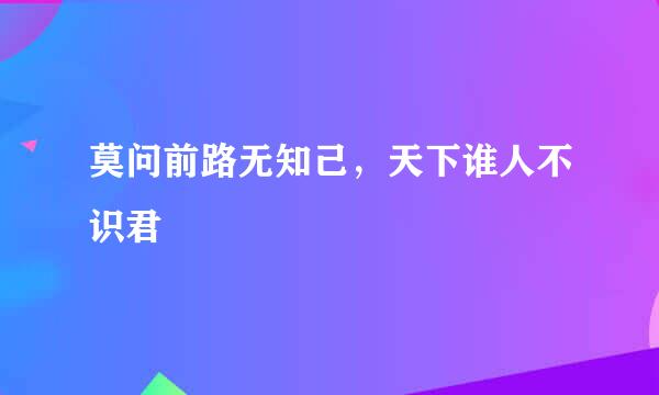 莫问前路无知己，天下谁人不识君