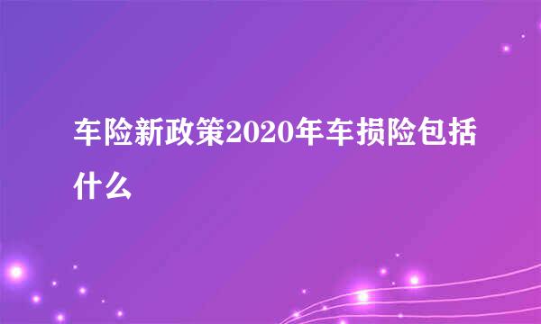 车险新政策2020年车损险包括什么