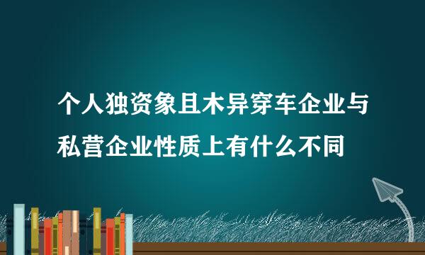 个人独资象且木异穿车企业与私营企业性质上有什么不同