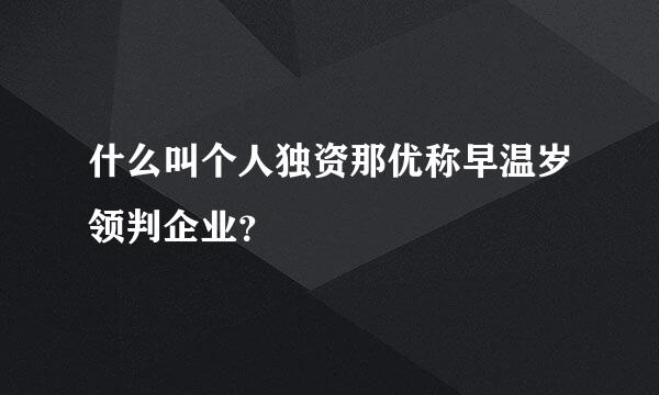 什么叫个人独资那优称早温岁领判企业？