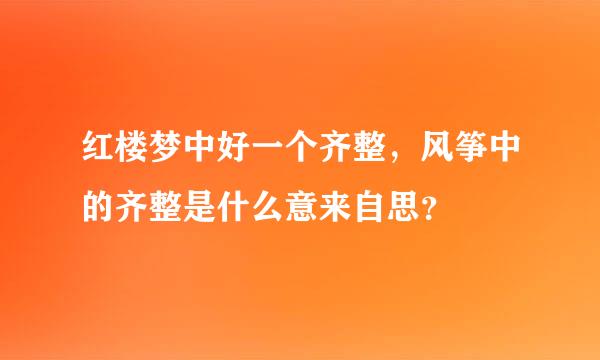 红楼梦中好一个齐整，风筝中的齐整是什么意来自思？