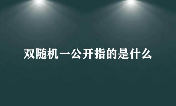 双随机一公开指的是什么