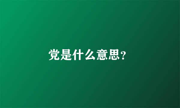 党是什么意思？