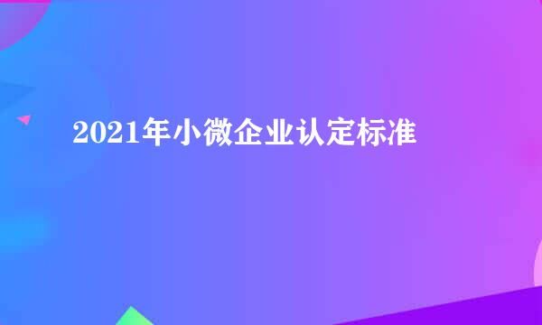 2021年小微企业认定标准