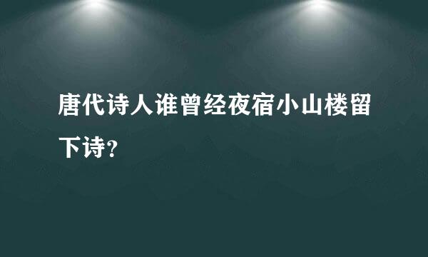 唐代诗人谁曾经夜宿小山楼留下诗？