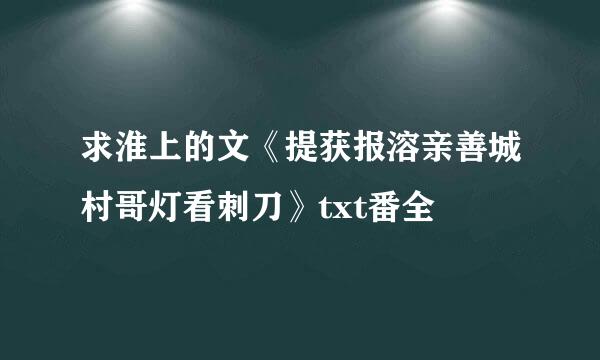 求淮上的文《提获报溶亲善城村哥灯看刺刀》txt番全