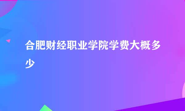 合肥财经职业学院学费大概多少