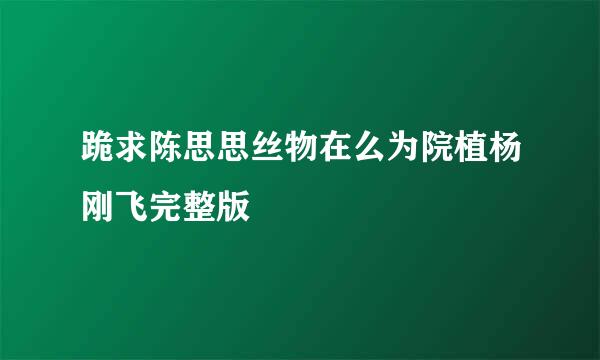 跪求陈思思丝物在么为院植杨刚飞完整版