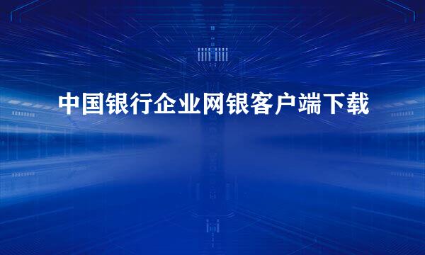 中国银行企业网银客户端下载