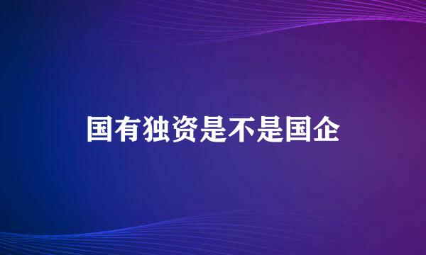 国有独资是不是国企