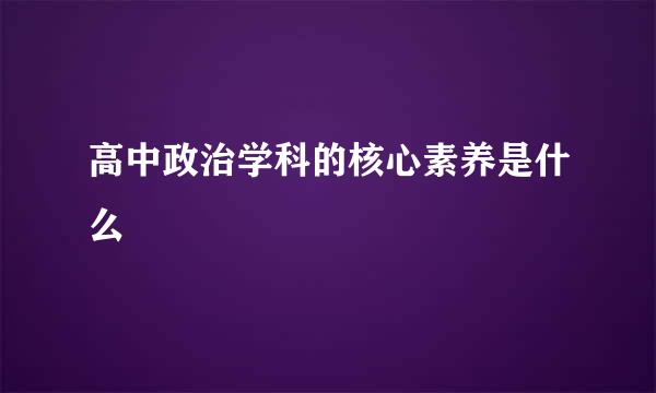 高中政治学科的核心素养是什么