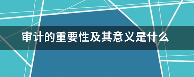 审计的重要性及其意义是什么