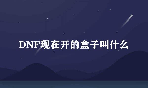 DNF现在开的盒子叫什么