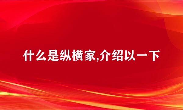 什么是纵横家,介绍以一下