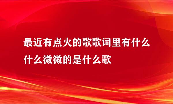 最近有点火的歌歌词里有什么什么微微的是什么歌