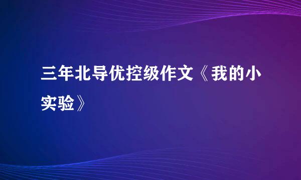 三年北导优控级作文《我的小实验》