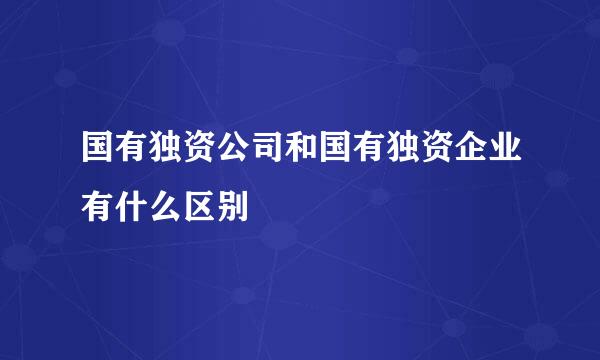 国有独资公司和国有独资企业有什么区别