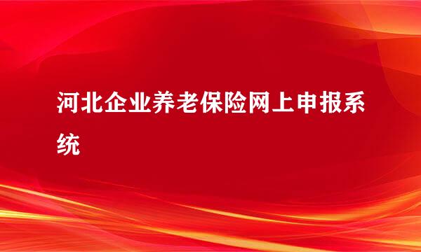 河北企业养老保险网上申报系统