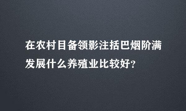 在农村目备领影注括巴烟阶满发展什么养殖业比较好？