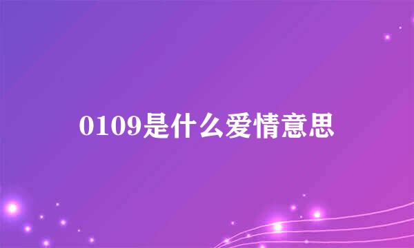 0109是什么爱情意思