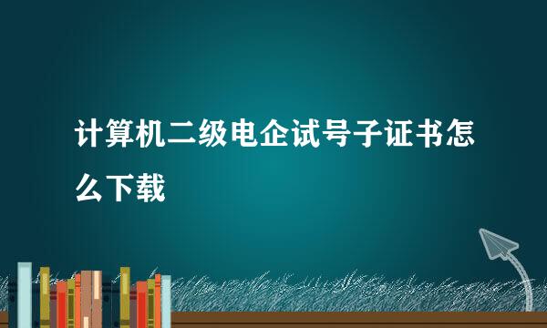 计算机二级电企试号子证书怎么下载