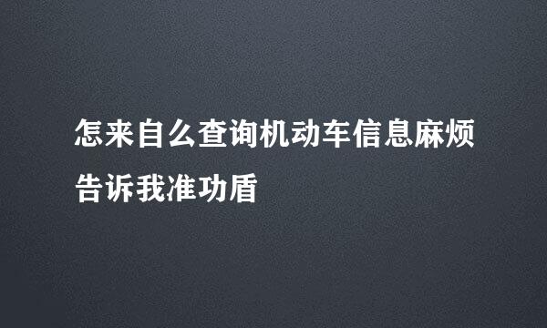 怎来自么查询机动车信息麻烦告诉我准功盾