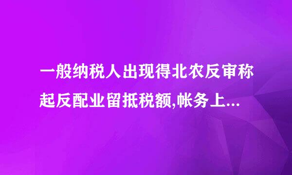 一般纳税人出现得北农反审称起反配业留抵税额,帐务上该怎样处理