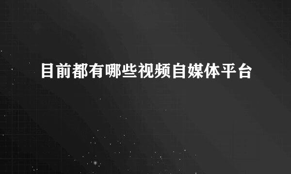 目前都有哪些视频自媒体平台