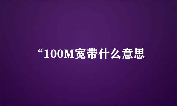 “100M宽带什么意思