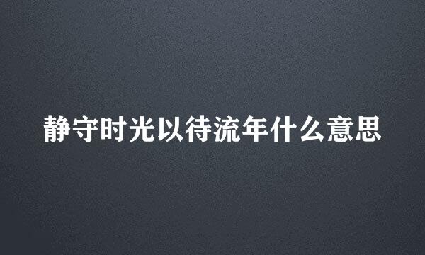 静守时光以待流年什么意思