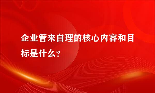 企业管来自理的核心内容和目标是什么？