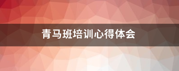 青马班培训心得体会