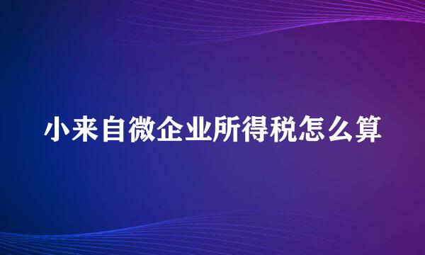 小来自微企业所得税怎么算