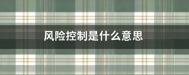 风险控制是什么意思