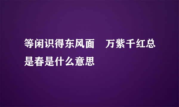 等闲识得东风面 万紫千红总是春是什么意思