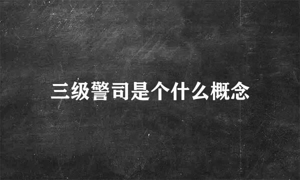 三级警司是个什么概念