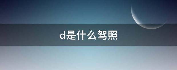 d是什么驾照