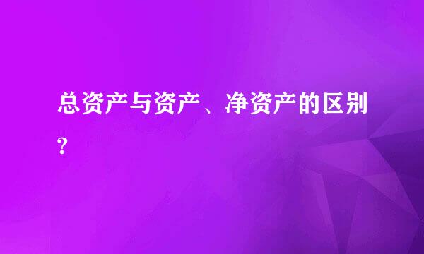 总资产与资产、净资产的区别?