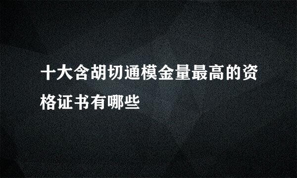 十大含胡切通模金量最高的资格证书有哪些