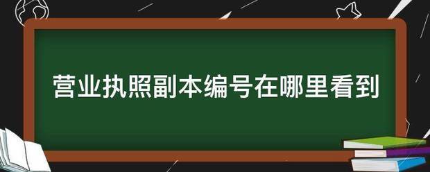 营业执照副本仍编号在哪里看到