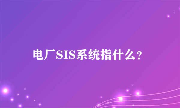 电厂SIS系统指什么？