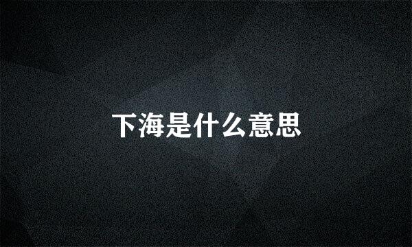 下海是什么意思