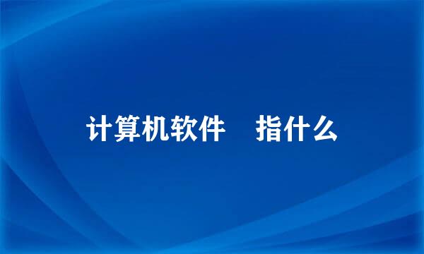 计算机软件 指什么