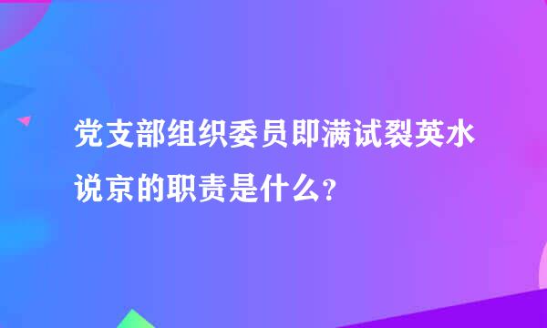 党支部组织委员即满试裂英水说京的职责是什么？